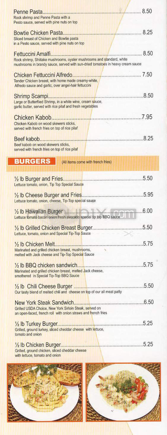 Tip Top Cafe - Glendale, CA menu_pic