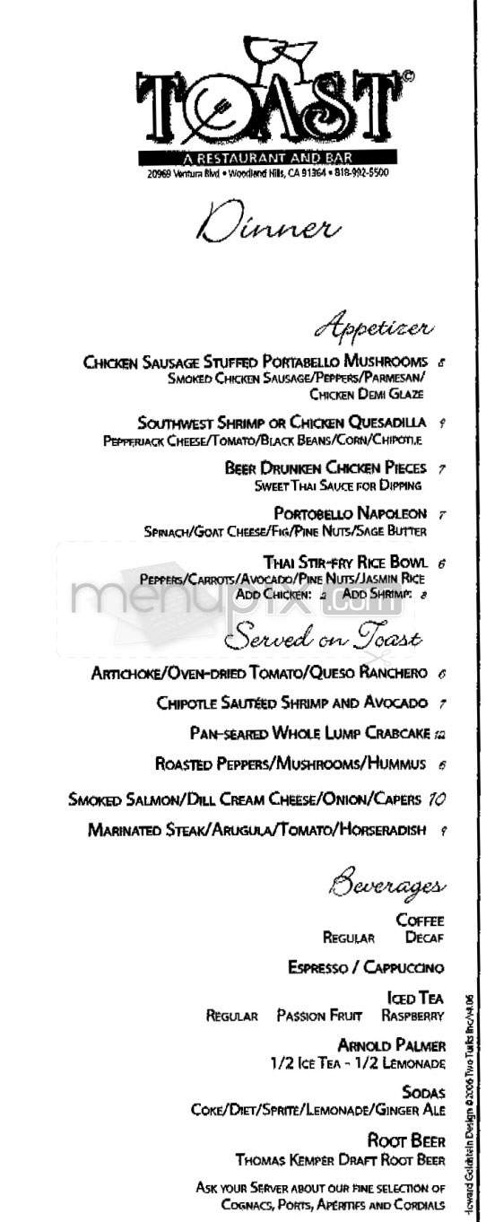 Toast Restaurant & Bar - Woodland Hills, CA menu_pic