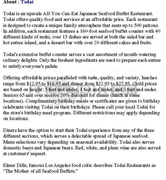 Todai - Woodland Hills, CA menu_pic