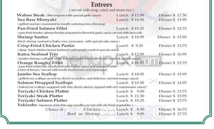 Tokyo Wako Restaurant - Pasadena, CA menu_pic