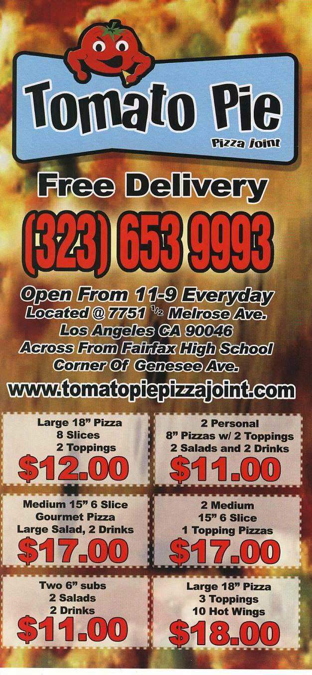 Tomato Pie Pizza Joint - West Hollywood, CA menu_pic