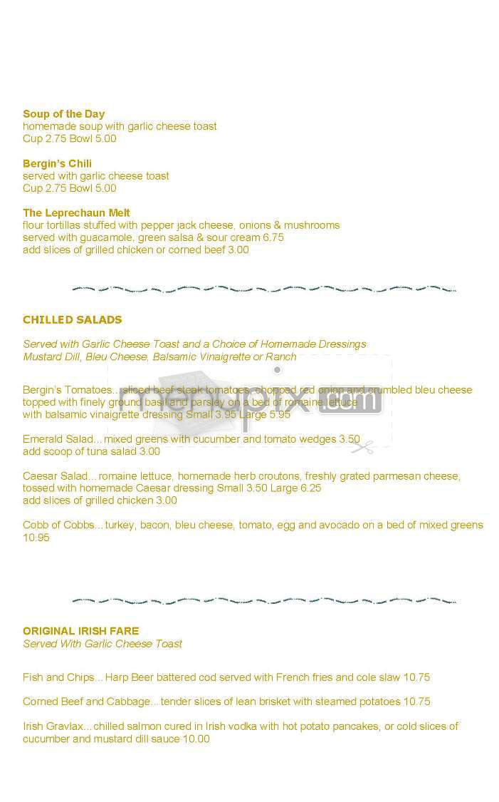Tom Bergin's - Los Angeles, CA menu_pic