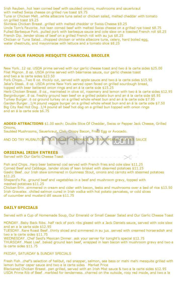 Tom Bergin's - Los Angeles, CA menu_pic