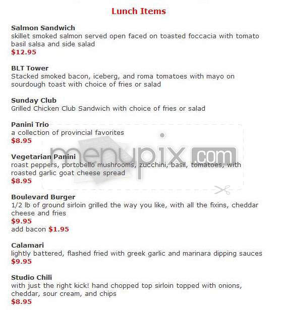 Tommy Ray's - Studio City, CA menu_pic