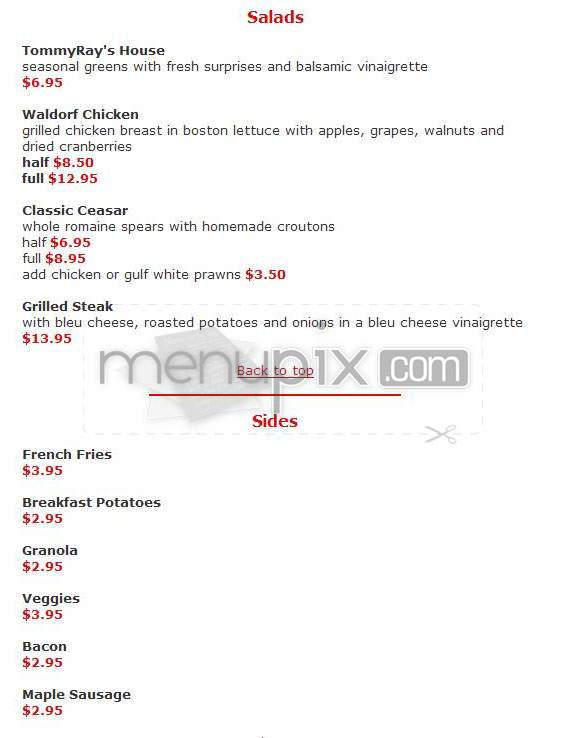 Tommy Ray's - Studio City, CA menu_pic