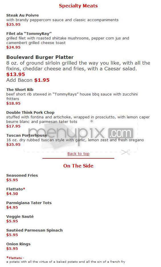 Tommy Ray's - Studio City, CA menu_pic