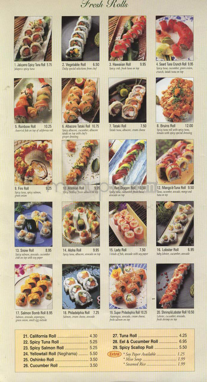 Tomodachi Sushi - Los Angeles, CA menu_pic