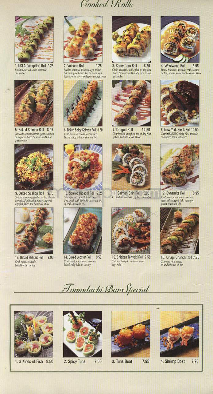 Tomodachi Sushi - Los Angeles, CA menu_pic
