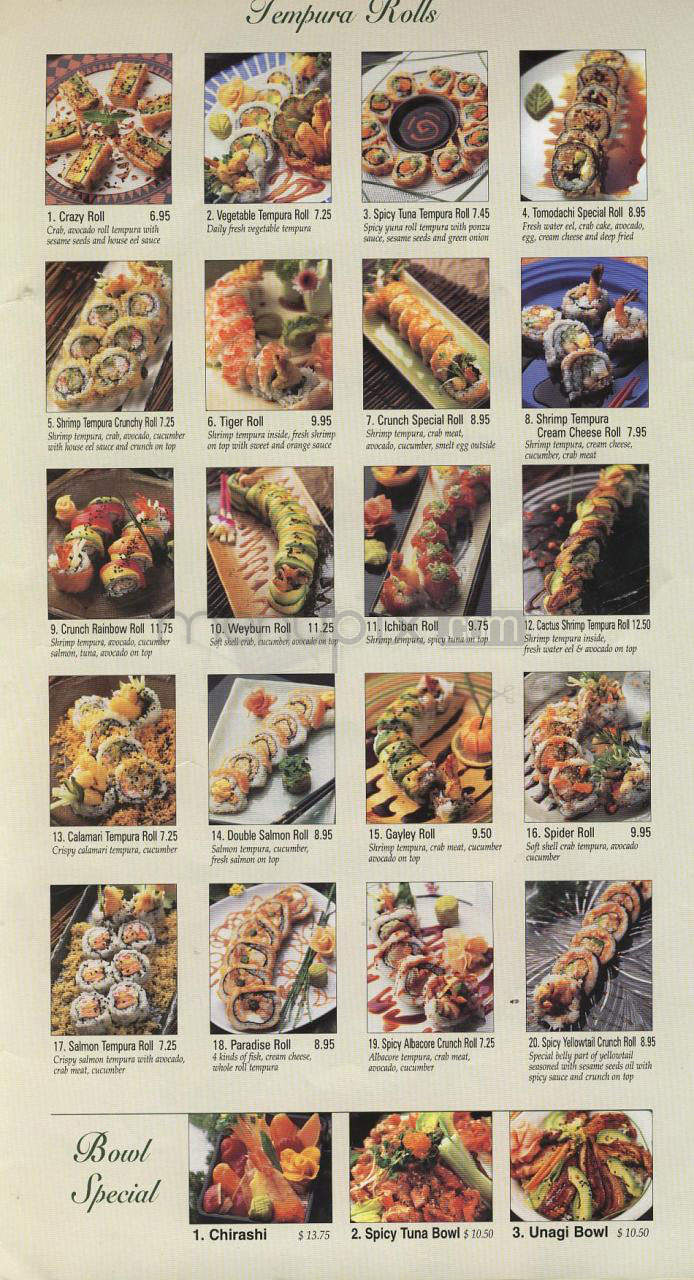 Tomodachi Sushi - Los Angeles, CA menu_pic
