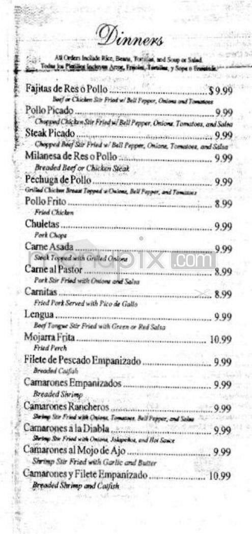 Tonny's Restaurant - Pasadena, CA menu_pic