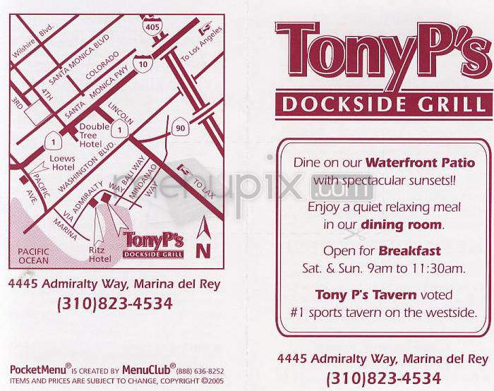 Tony P's Dockside Grill - Marina Del Rey, CA menu_pic