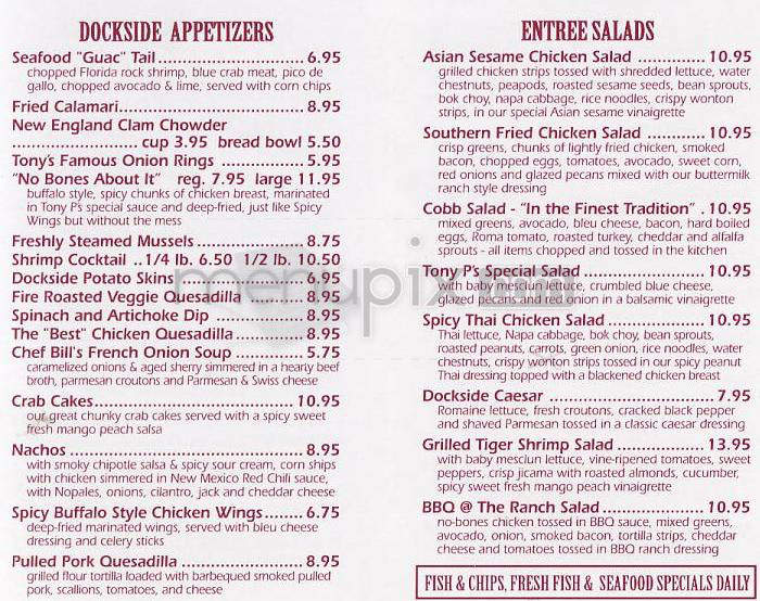 Tony P's Dockside Grill - Marina Del Rey, CA menu_pic