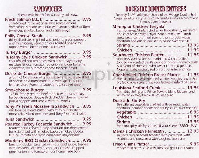 Tony P's Dockside Grill - Marina Del Rey, CA menu_pic