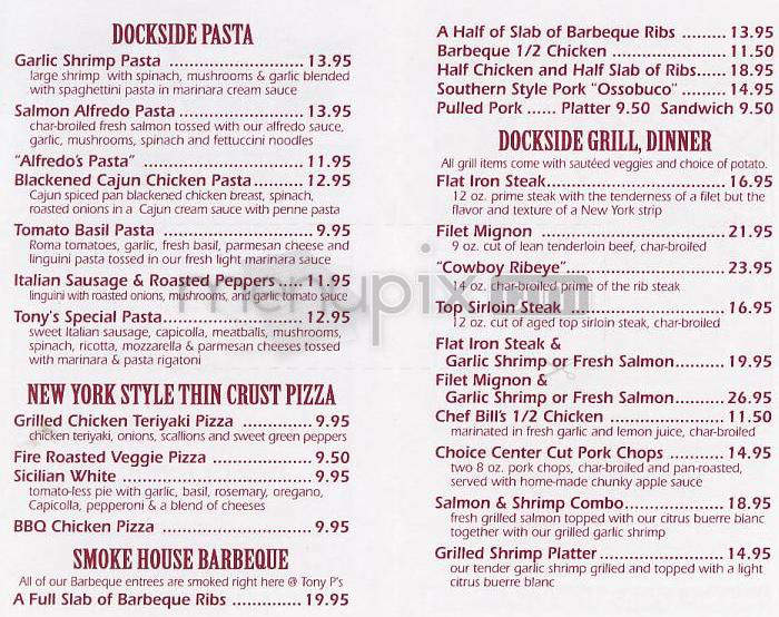 Tony P's Dockside Grill - Marina Del Rey, CA menu_pic