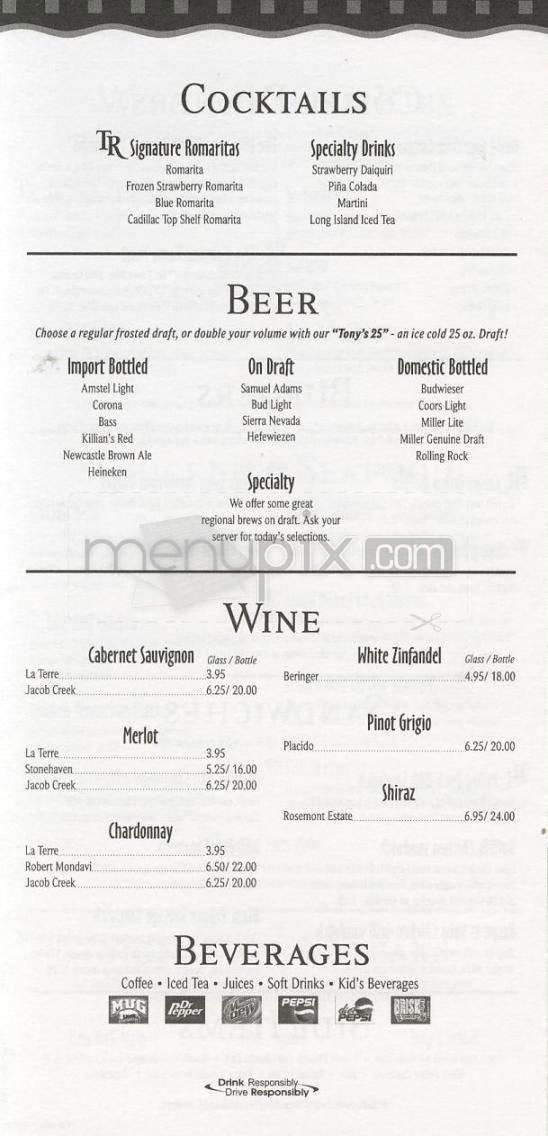 Tony Roma's - Encino, CA menu_pic
