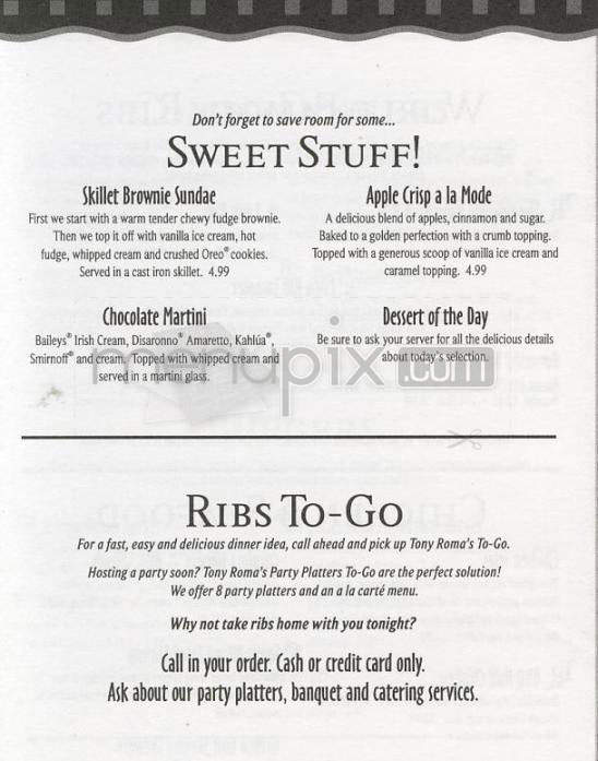 Tony Roma's - Encino, CA menu_pic