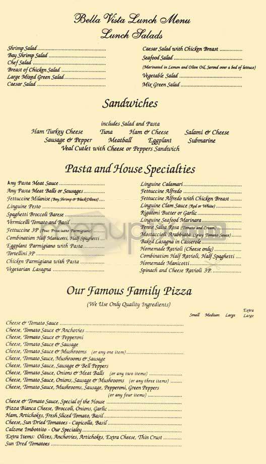 Tony's Bella Vista - Burbank, CA menu_pic