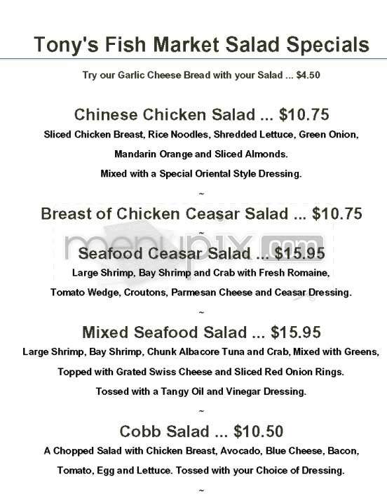 Tony's Fish Market - Redondo Beach, CA menu_pic