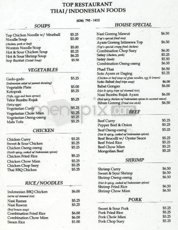 Top Restaurant - Pasadena, CA menu_pic