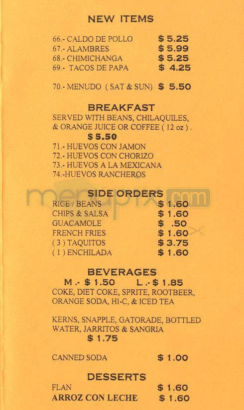 Tortas Mexico - Pasadena, CA menu_pic