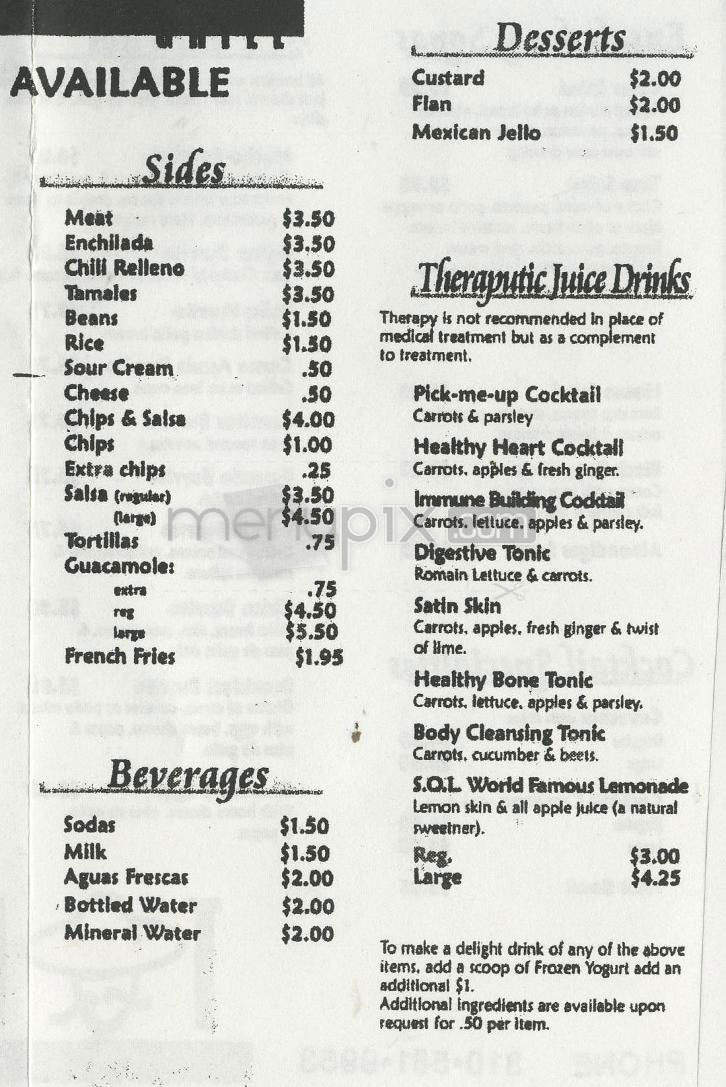 Tortilla Grill - Venice, CA menu_pic