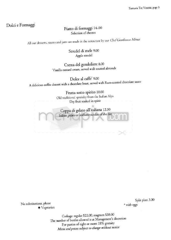 Trattoria Tre Venezie - Pasadena, CA menu_pic