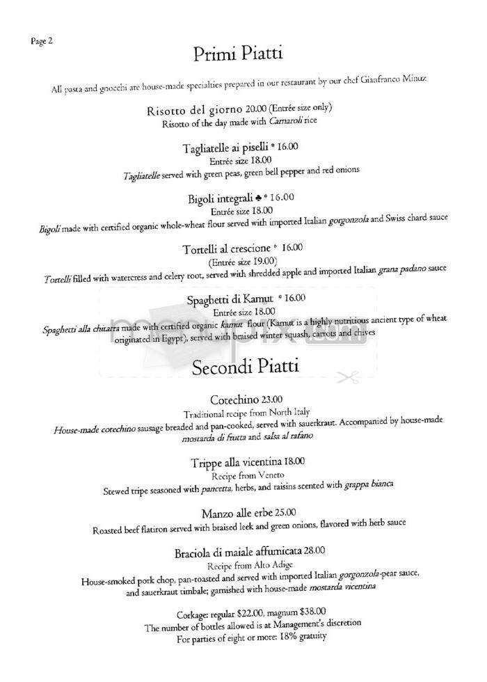 Trattoria Tre Venezie - Pasadena, CA menu_pic