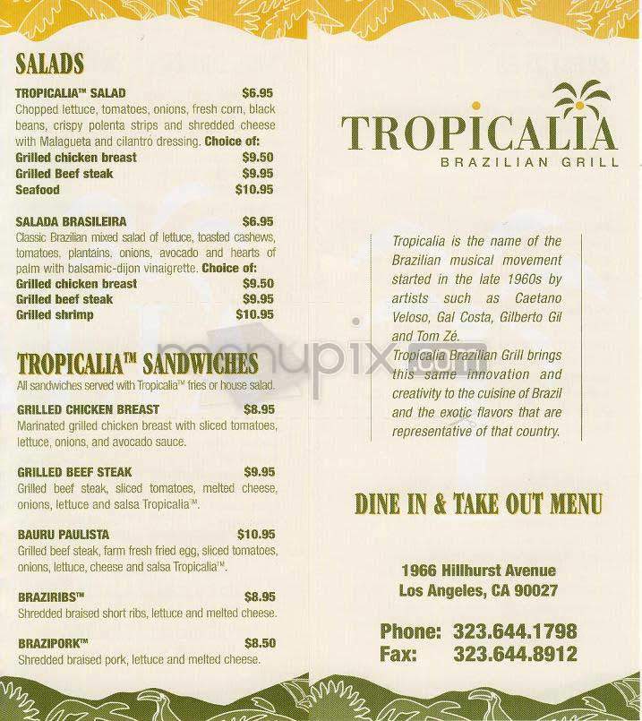 Tropicalia - Los Angeles, CA menu_pic