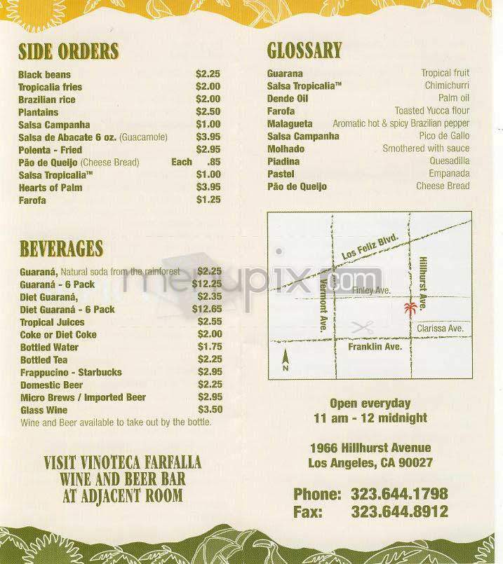 Tropicalia - Los Angeles, CA menu_pic