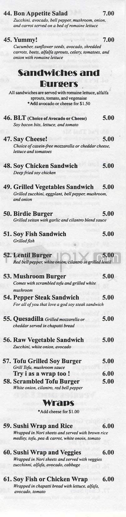 Truly A Vegan Restaurant - Los Angeles, CA menu_pic