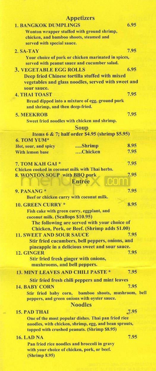 A Taste Of Bangkok - Pasadena, CA menu_pic