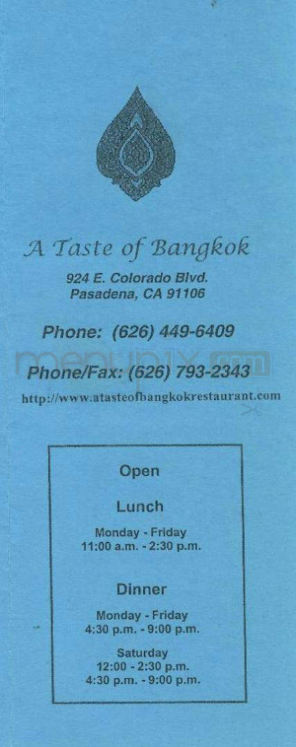 A Taste Of Bangkok - Pasadena, CA menu_pic