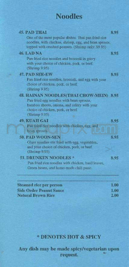 A Taste Of Bangkok - Pasadena, CA menu_pic