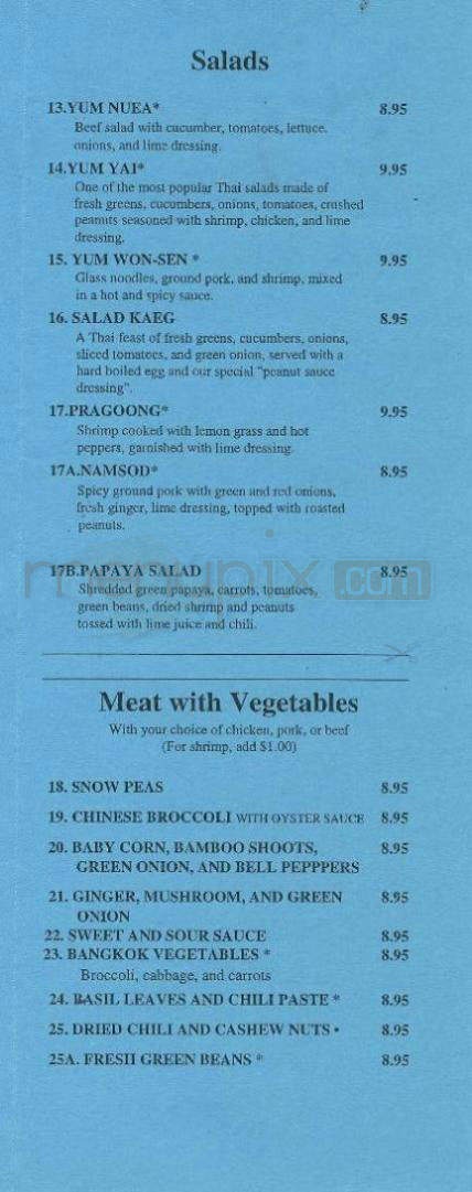 A Taste Of Bangkok - Pasadena, CA menu_pic