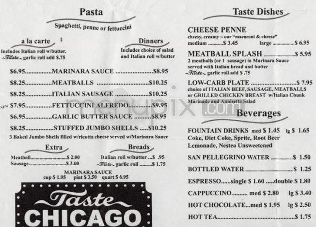 Taste Chicago - Burbank, CA menu_pic