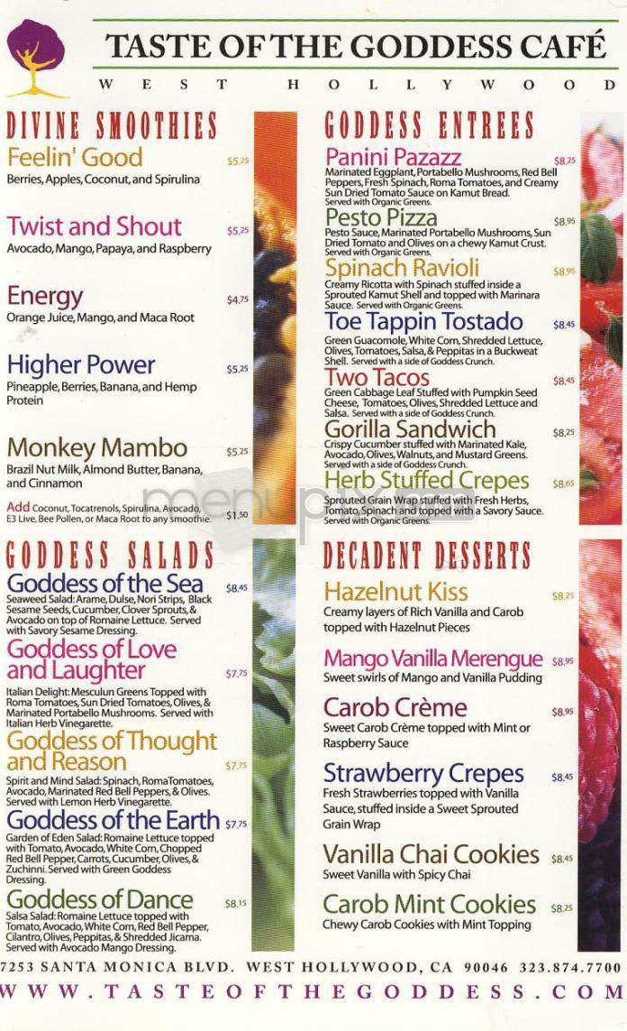 Taste of the Goddess Cafe - West Hollywood, CA menu_pic