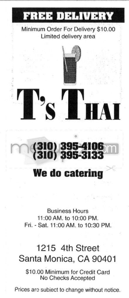 T's Thai - Santa Monica, CA menu_pic