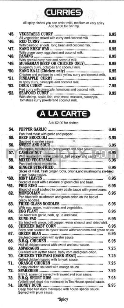 T's Thai - Santa Monica, CA menu_pic