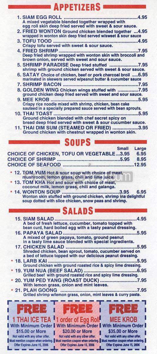 Tubtim Siam - Los Angeles, CA menu_pic