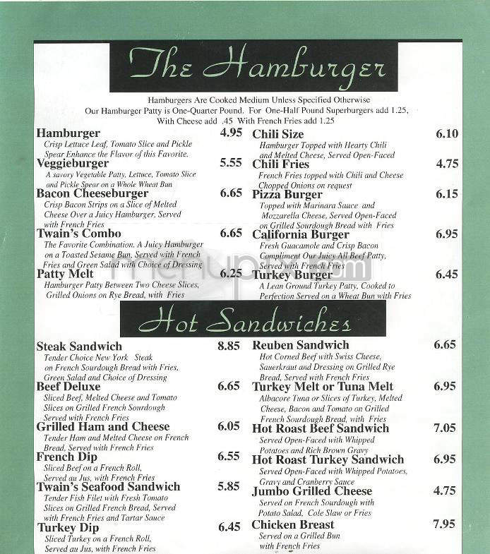 Twain's - Studio City, CA menu_pic