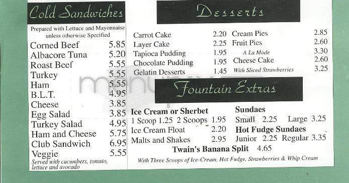 Twain's - Studio City, CA menu_pic