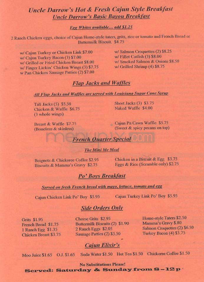 Uncle Darrows - Marina Del Rey, CA menu_pic