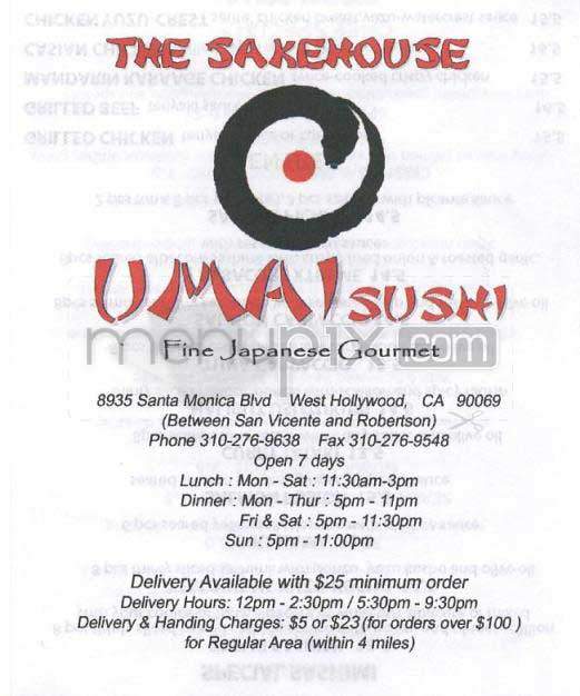 Umai Sushi - West Hollywood, CA menu_pic