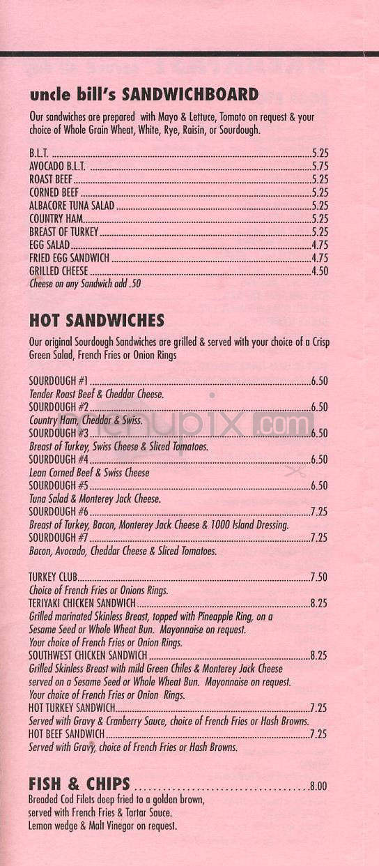 Uncle Bill's Pancake House - Manhattan Beach, CA menu_pic