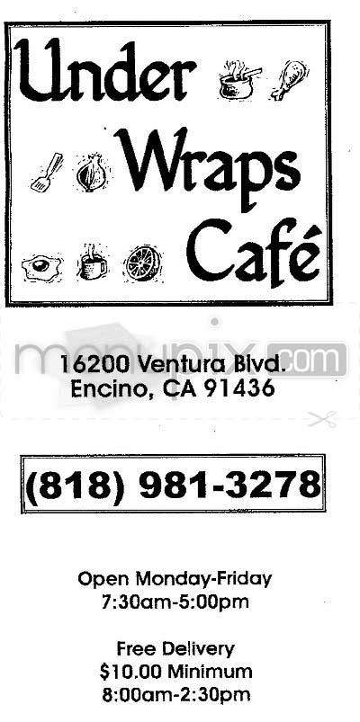 Under Wraps Cafe - Encino, CA menu_pic