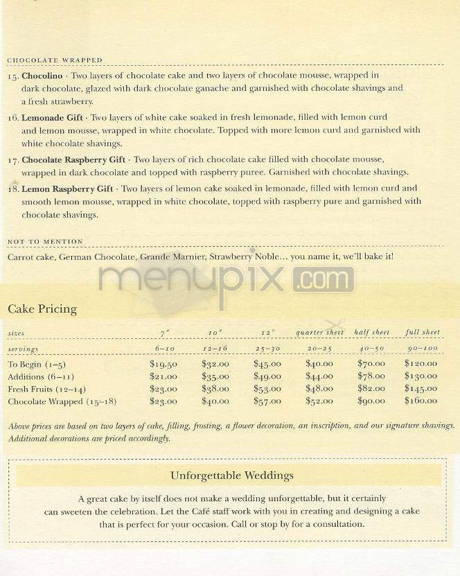 Unforgettable Cakes & Cafe - Sherman Oaks, CA menu_pic