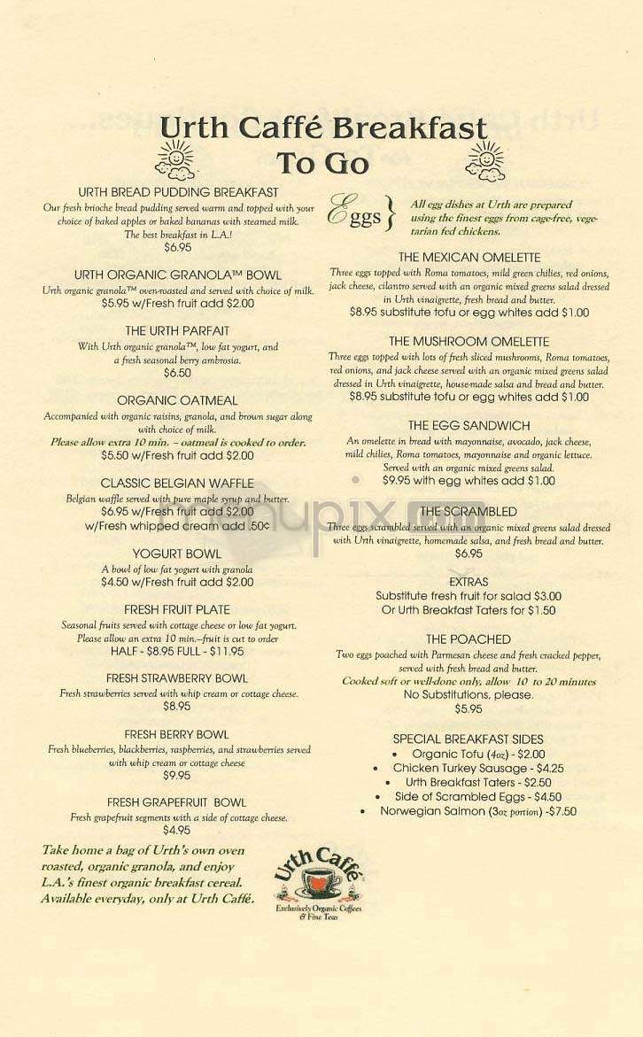 Urth Caffe - Santa Monica, CA menu_pic