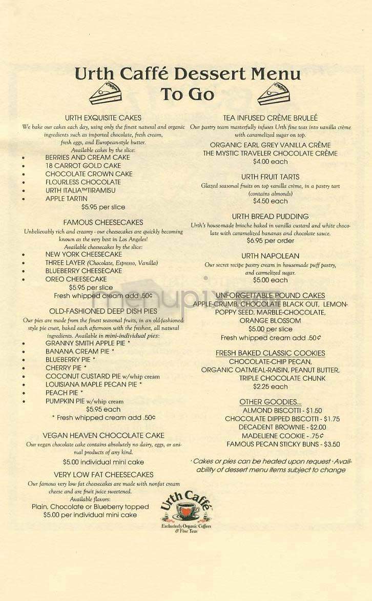 Urth Caffe - Santa Monica, CA menu_pic