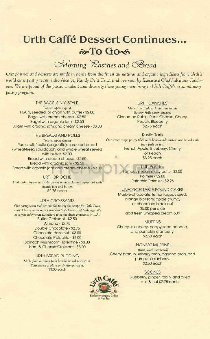 Urth Caffe - Santa Monica, CA menu_pic