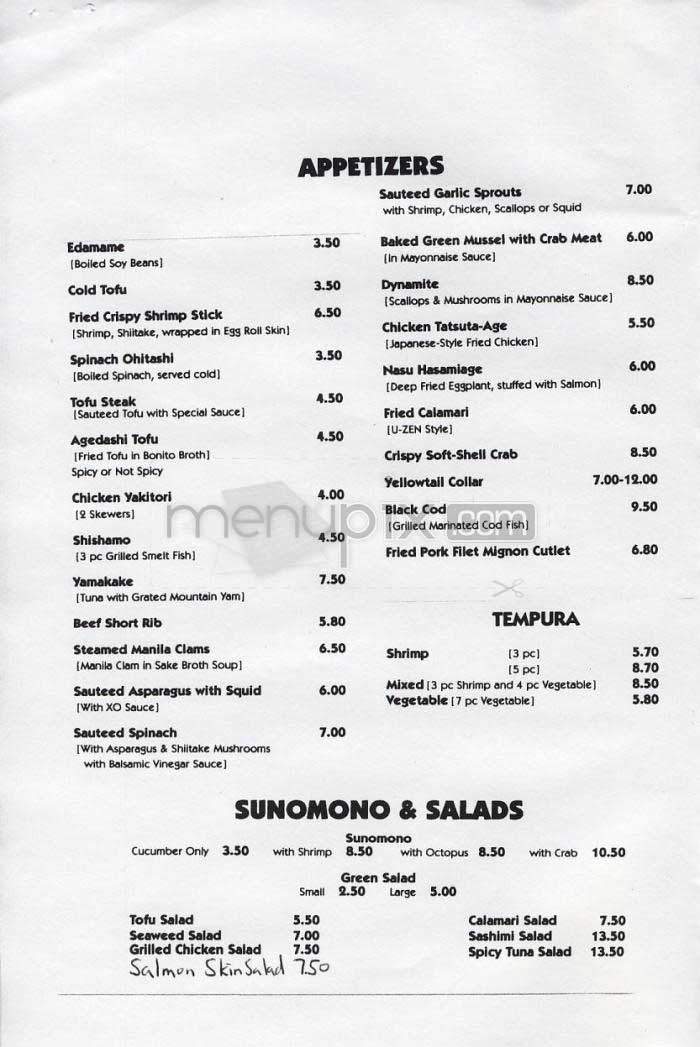 U-Zen - Los Angeles, CA menu_pic